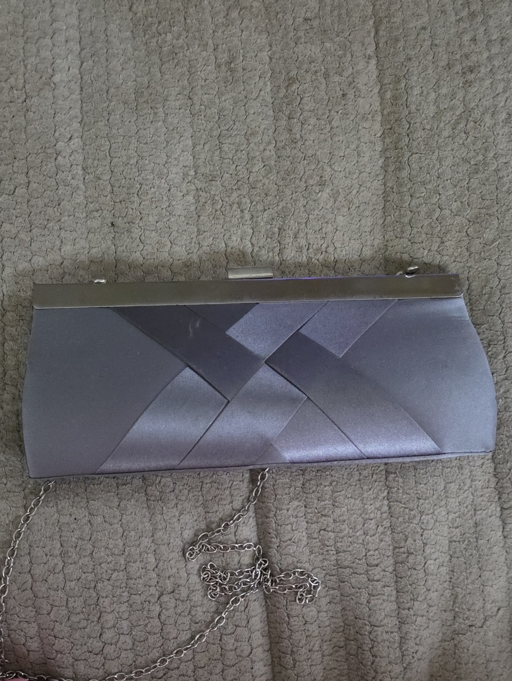 Lulu Townsend Satin Woven Clutch in Silver